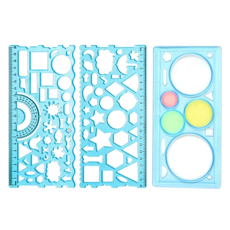 

3Pcs Kaleidoscope Templates Rulers Clear Hollow-out Drawing Stencils 30＋ Patterns for Kid Adult Beginner DIY Drawing X6HB
