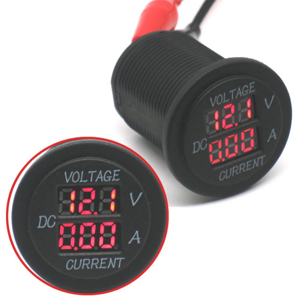 

DC12-24V 10A LED Circular Digital Voltmeter Ammeter Car Voltage Current Meter Automotive Volt Detector Tester Monitor Panel