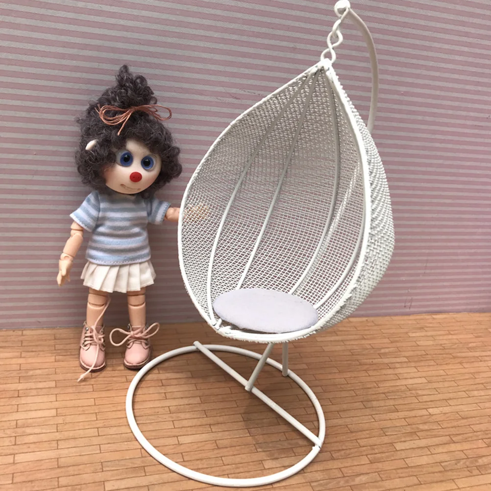 

1:12 Mini House Swing Chair Toy Miniature Rocking Chair Tear Drop Hanging Model Random Color