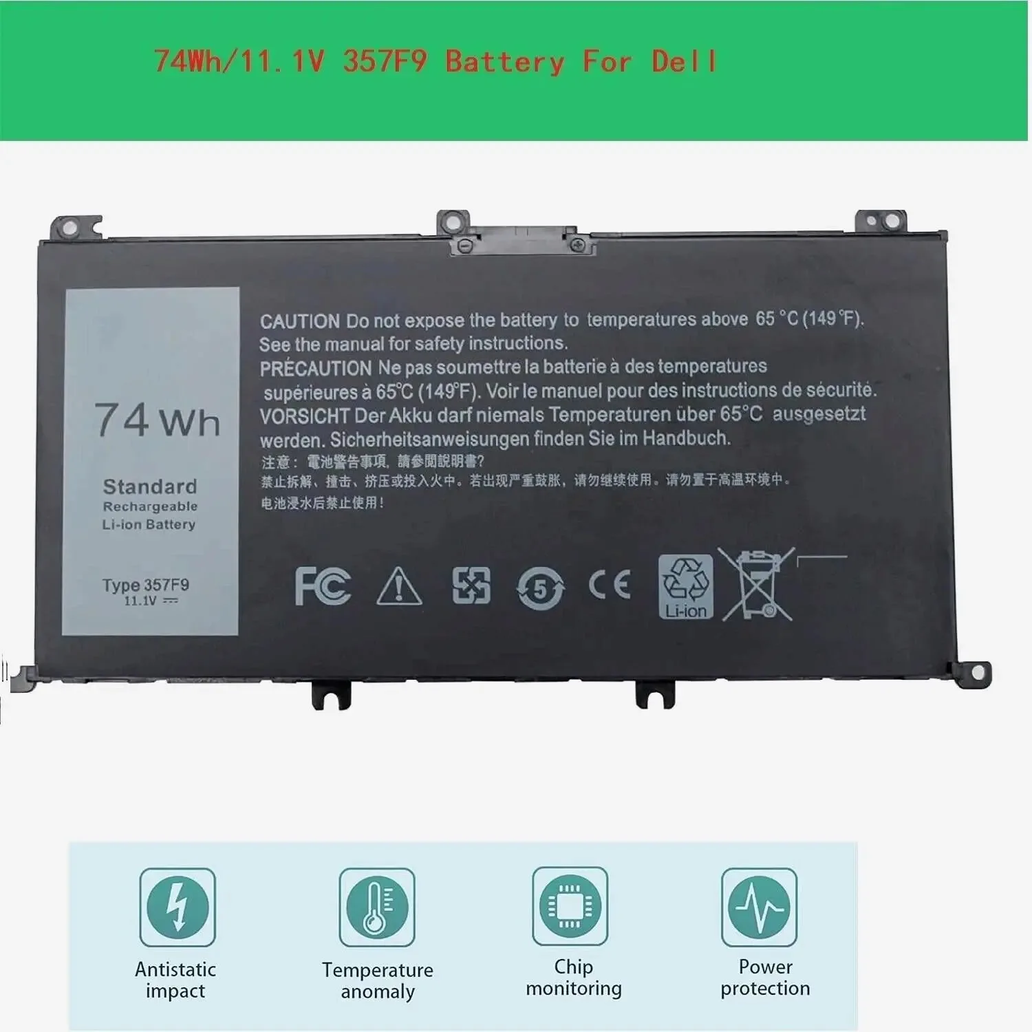 

74WH 357F9 Laptop Battery for Dell Inspiron 15 7000 Gaming 15 7559 i7559 7557 i7557 5577 7567 5576 7566 P65F P65F001 P57F