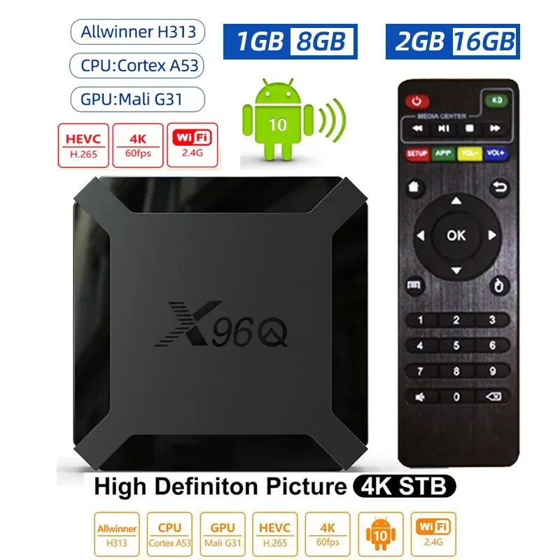 

X96Q 1GB 8GB 2GB 16GB Android 10.0 TV Box Allwinner H313 Quad Core 4K 2.4G Wifi Google Player Youtube X96 Set Top Box