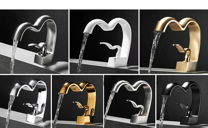 Brass Bathroom Waterfall Faucet Hot Cold Basin Sink Tap Creative Heart-shaped Bath Vanity Mixer Faucets torneira pia banheiro Brass Bathroom Waterfall Faucet Hot Cold Basin Sink Tap Creative Heart-shaped Bath Vanity Mixer Faucets torneira pia banheiro