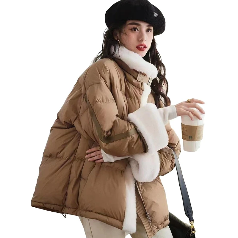 Women White Duck Down Jacket Vintage Outwear High Quality Autumn Winter Sweet lamb Warm Top Stand Collar Loose Coat
Women White Duck Down Jacket Vintage Outwear High Quality Autumn Winter Sweet lamb Warm Top Stand Collar Loose Coat