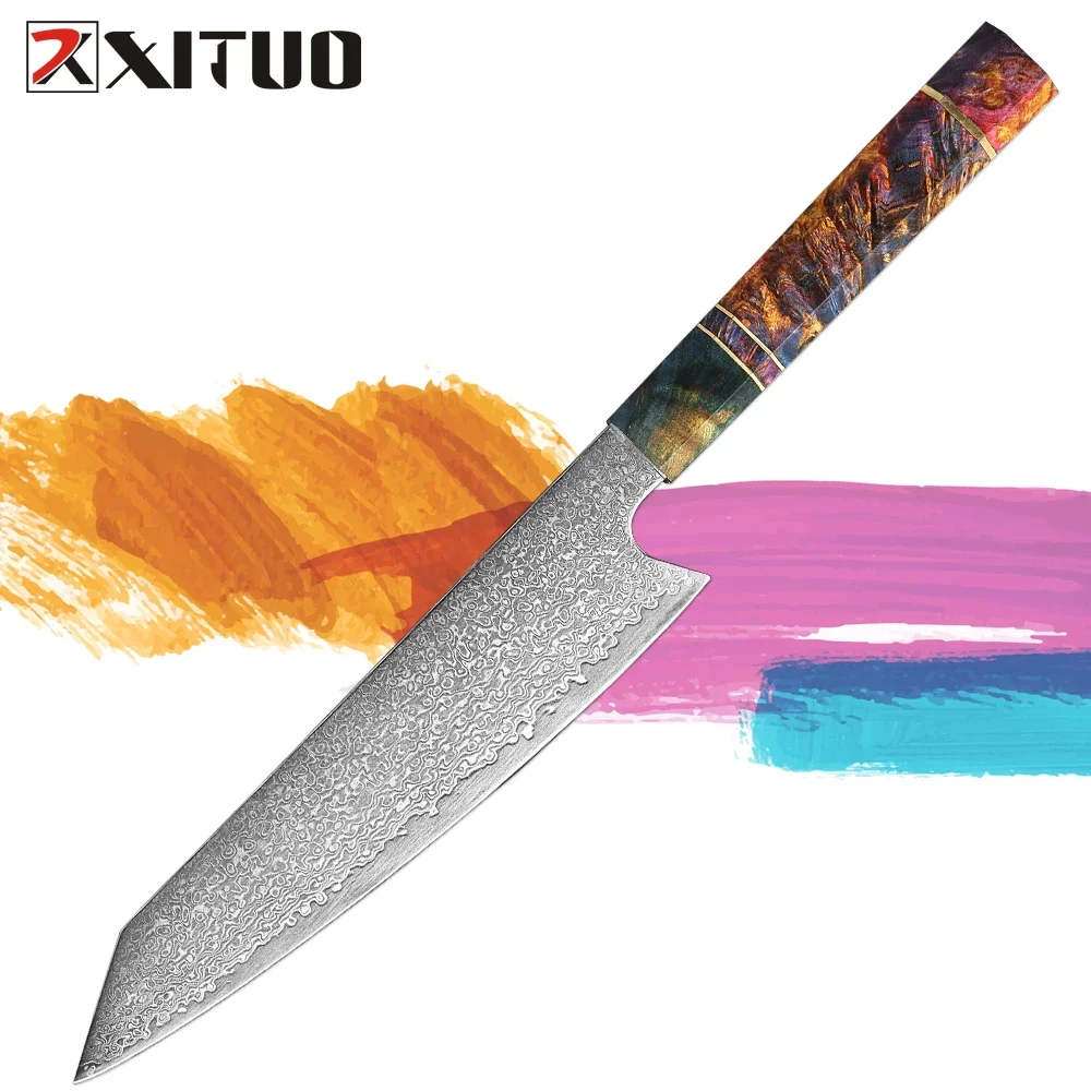 Japanese VG10 Stainless Steel Kiritssuke Chef Knife 8 Inch Kitchen Knives Ultra Sharp Knives Octagonal Stabilized Wood Handle
Japanese VG10 Stainless Steel Kiritssuke Chef Knife 8 Inch Kitchen Knives Ultra Sharp Knives Octagonal Stabilized Wood Handle