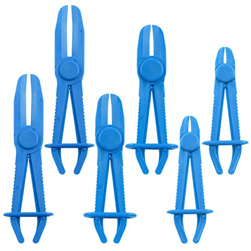 

6Pcs Blue Line Clamps Flexible Hose Clamps Pliers Kit, Hose Pinch Off Pliers Set Line Clamps For Brake Hoses, Fuel Hoses