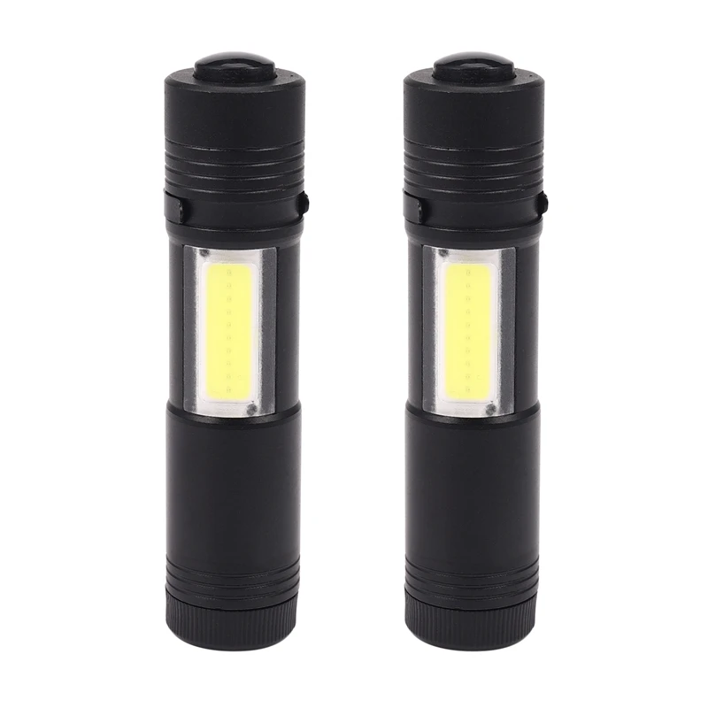 

HOT! 2X New Mini Portable Q5 LED Flashlight XPE&COB Work Light Lanterna Powerful Pen Torch Lamp 4 Modes Use 14500 Or AA