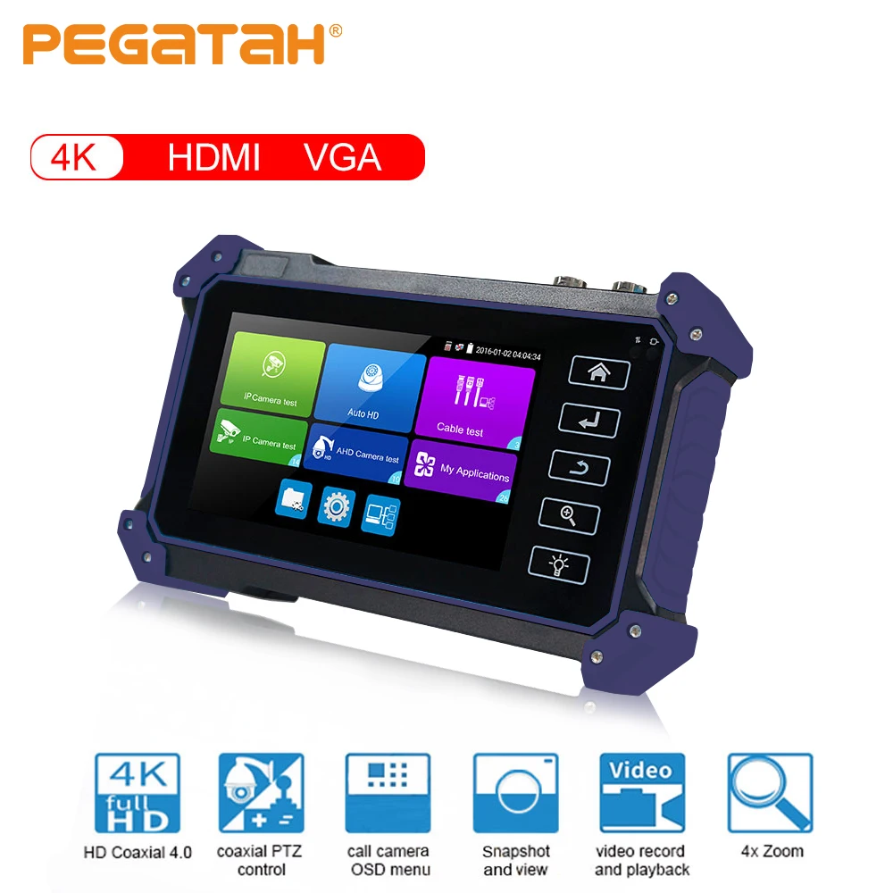 

4K IP CCTV Tester 8MP IP CVI TVI AHD SDI Analog 6 In 1 Security CCTV Monitor with HDMI VGA Input Poe UTP Rj45 IPC Tester