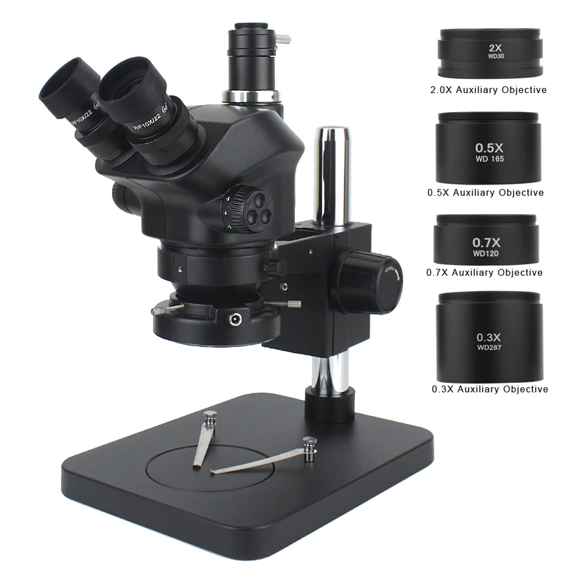 Industrial Lab Simul-Focal 50X 100X Stereo Microscope Trinocular Microscope + 0.5X 1.0X 0.7X 1.5X 2.0X Auxiliary Objective Lens
Industrial Lab Simul-Focal 50X 100X Stereo Microscope Trinocular Microscope + 0.5X 1.0X 0.7X 1.5X 2.0X Auxiliary Objective Lens