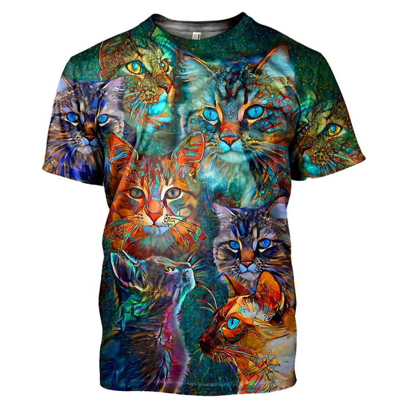 

Европейская и американская Ретро футболка с принтом для мужчин, кошка, стиль Харадзюку, уличные трендовые футболки, большие размеры, полиэстер