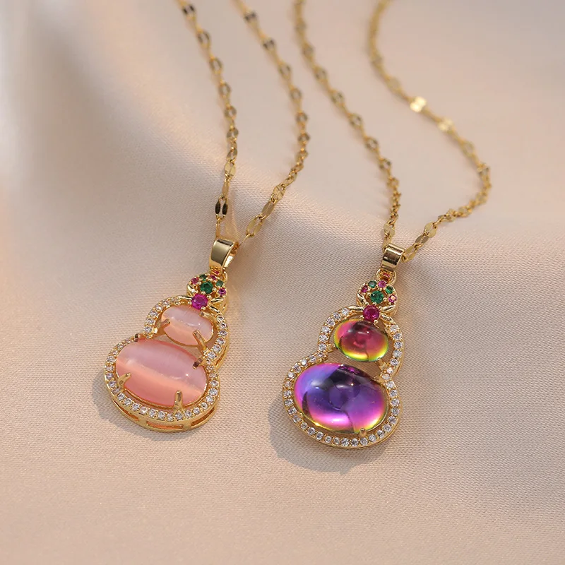 Fashion light luxury zircon gourd titanium steel necklace for women, pendant
Fashion light luxury zircon gourd titanium steel necklace for women, pendant