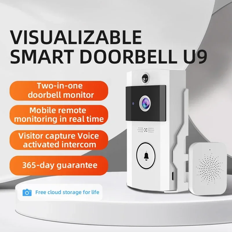 U9 Video Doorbell Visual Voice Real-time Intercom Chime HD Night Vision IP Camera WiFi Smart Alarm PIR Door Bell Home Security
U9 Video Doorbell Visual Voice Real-time Intercom Chime HD Night Vision IP Camera WiFi Smart Alarm PIR Door Bell Home Security