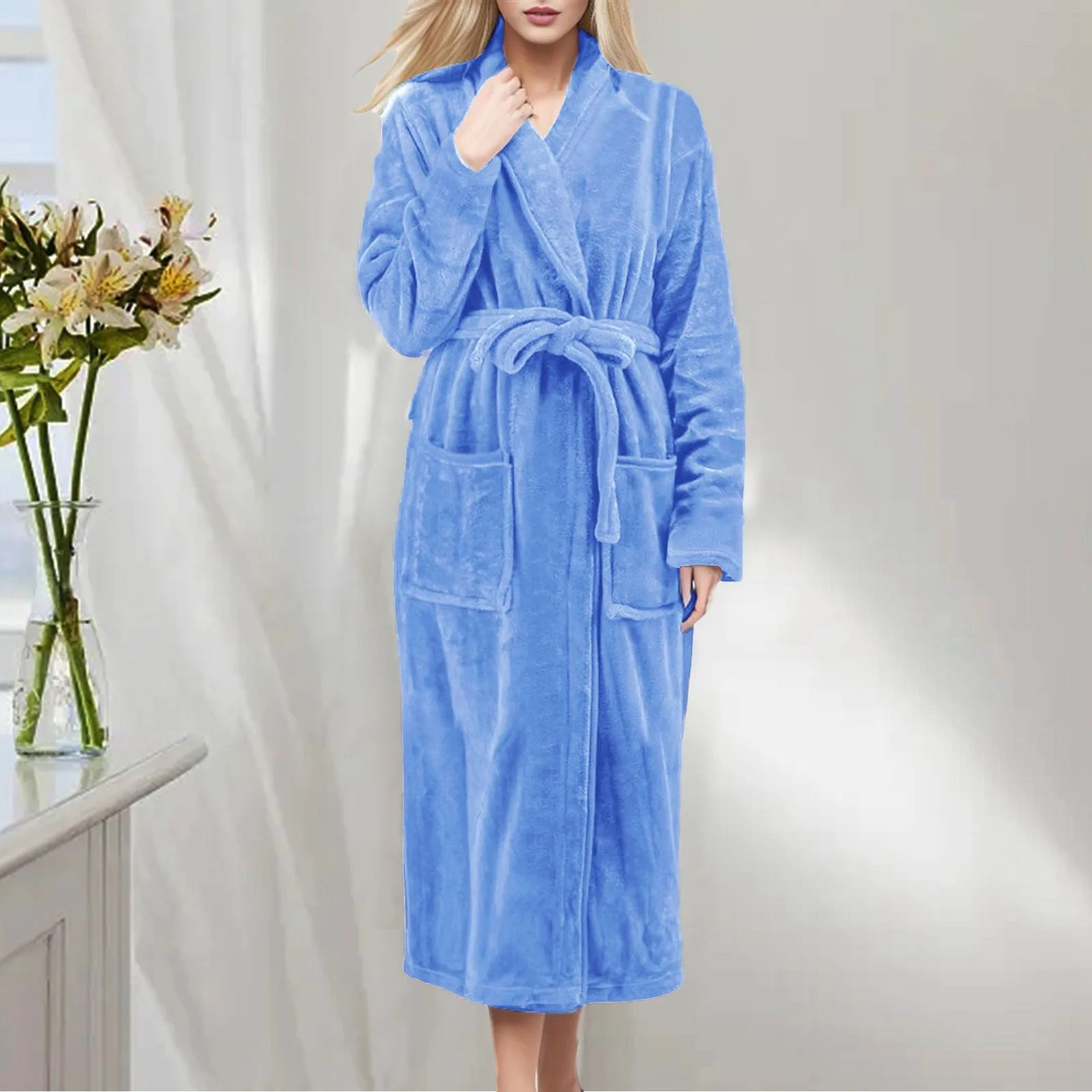 

Coral Fleece Long Robe Kimono Gown Winter Warm Flannel Nightdress Bathrobe Casual Sleepwear Intimate Lingerie Thicken Homewear