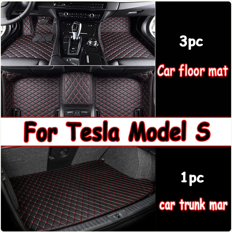 

Car Mats For Tesla Model S 2012~2022 Luxury Carpet Auto Interior Parts Floor Pad Leather Mat Set Car Accessories Waterproof Rug