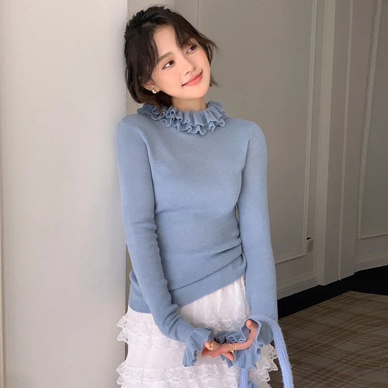 Clothland Women Sweet Ruffled Blouse Long Sleeve Stretchy Thin Sweater Pullover Shirt Cute Basic Tops Mujer LB009
Clothland Women Sweet Ruffled Blouse Long Sleeve Stretchy Thin Sweater Pullover Shirt Cute Basic Tops Mujer LB009