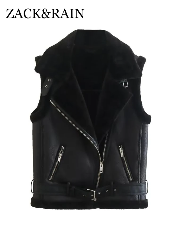 ZACK RAIN Женская куртка оверсайз из искусственного меха жилет 2022 осень/зима женские теплые безрукавки с пряжкой для ремня Свободная Женская верхняя одежда 
ZACK RAIN Женская куртка оверсайз из искусственного меха жилет 2022 осень/зима женские теплые безрукавки с пряжкой для ремня Свободная Женская верхняя одежда