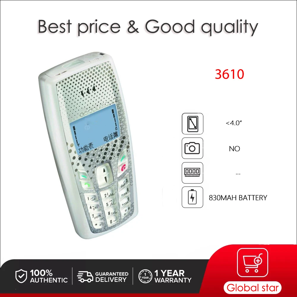 Original Unlocked 3610 GSM 900/1800 Mobile Phone Russian Arabic Hebrew Keyboard Made in Finland Free Shipping
Original Unlocked 3610 GSM 900/1800 Mobile Phone Russian Arabic Hebrew Keyboard Made in Finland Free Shipping