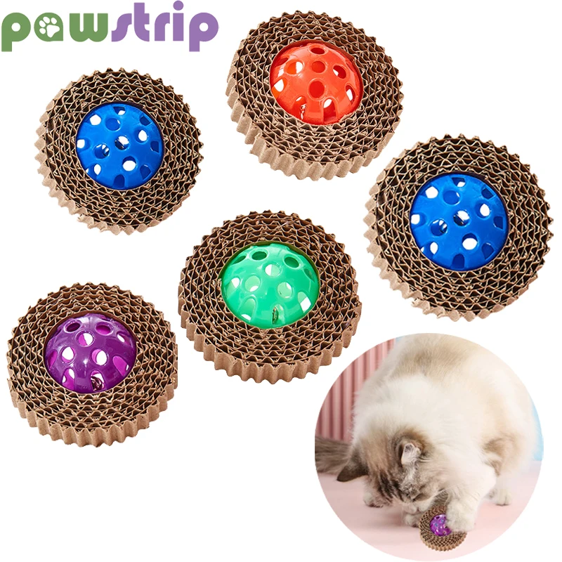 

5Pcs Random Color Cat Scratching Ball Toys Corrugated Paper Cat Claw Grinding Toy Bite-resistant Kitten Playing Interactive Toy
