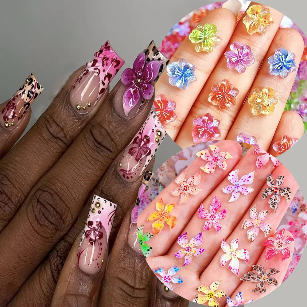 100pcs Mixed Jelly hibiscus&Leopard Lily Flower nail charms 3D Resin Peach blossom five petal flower design DIY Spring nail deco 29 Sc0c49175041a4839ab6d47c990d4f8f7U