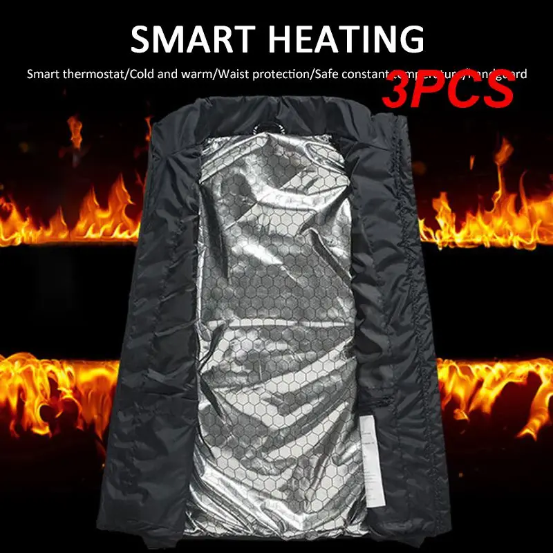 

3PCS Heated Vest Warm Electric Heated USB Comfortable Cotton Clothing Waterproof 9 Heating Zones Coat Heating Warmer Pad