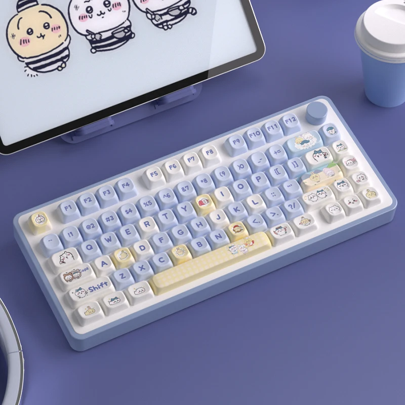 

MiFuny Cute Anime Theme Keycap Set with Three Little MOT Profile PBT Fit 61/68/75/84/87/98/104 Keycaps for Mechanical Keyboard