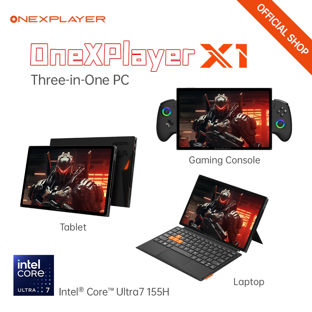 

OneXplayer X1 Intel Ultra 7 155H 10.95'' 3-In-1 Handheld PC Game Console Laptop Tablet 32G+2T 64G+4T Work Gaming WIN 11 Computer