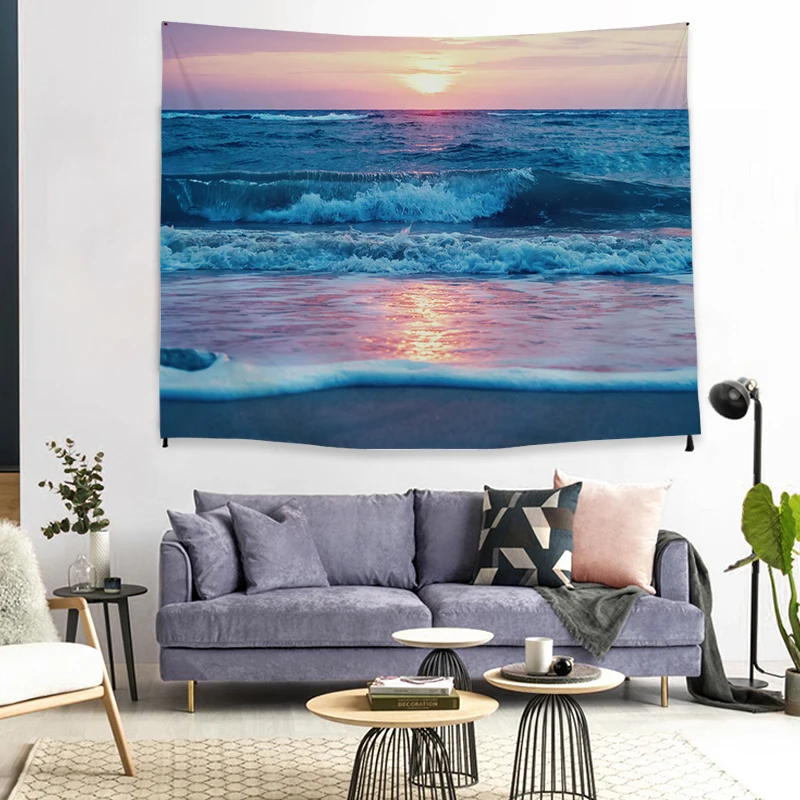 

Tapestry Cloth Home Decor Custom Logo Printing Cotton Polyester Fabric Sunset Nature Landscape Wall Tapestry