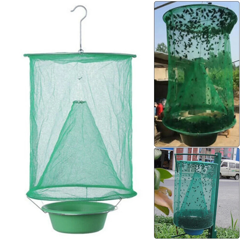 

New Hot Pest Control Reusable Hanging Fly Catcher Killer Flies Flytrap Zapper Cage Net Trap Garden Factory Outdoor The Ranch