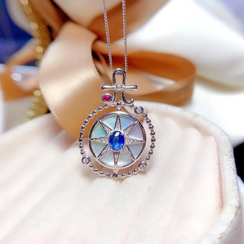 

Natural sapphire pendant necklace for women silver 925 jewelry luxury gem stones 18k gold plated free shiping items