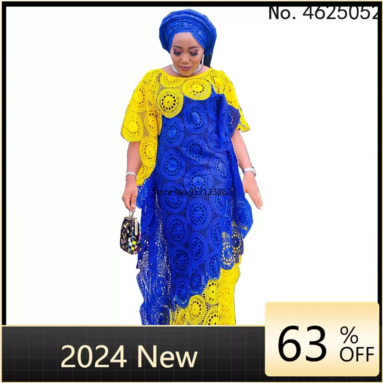 

Платье женское длинное кружевное в африканском стиле, 2024