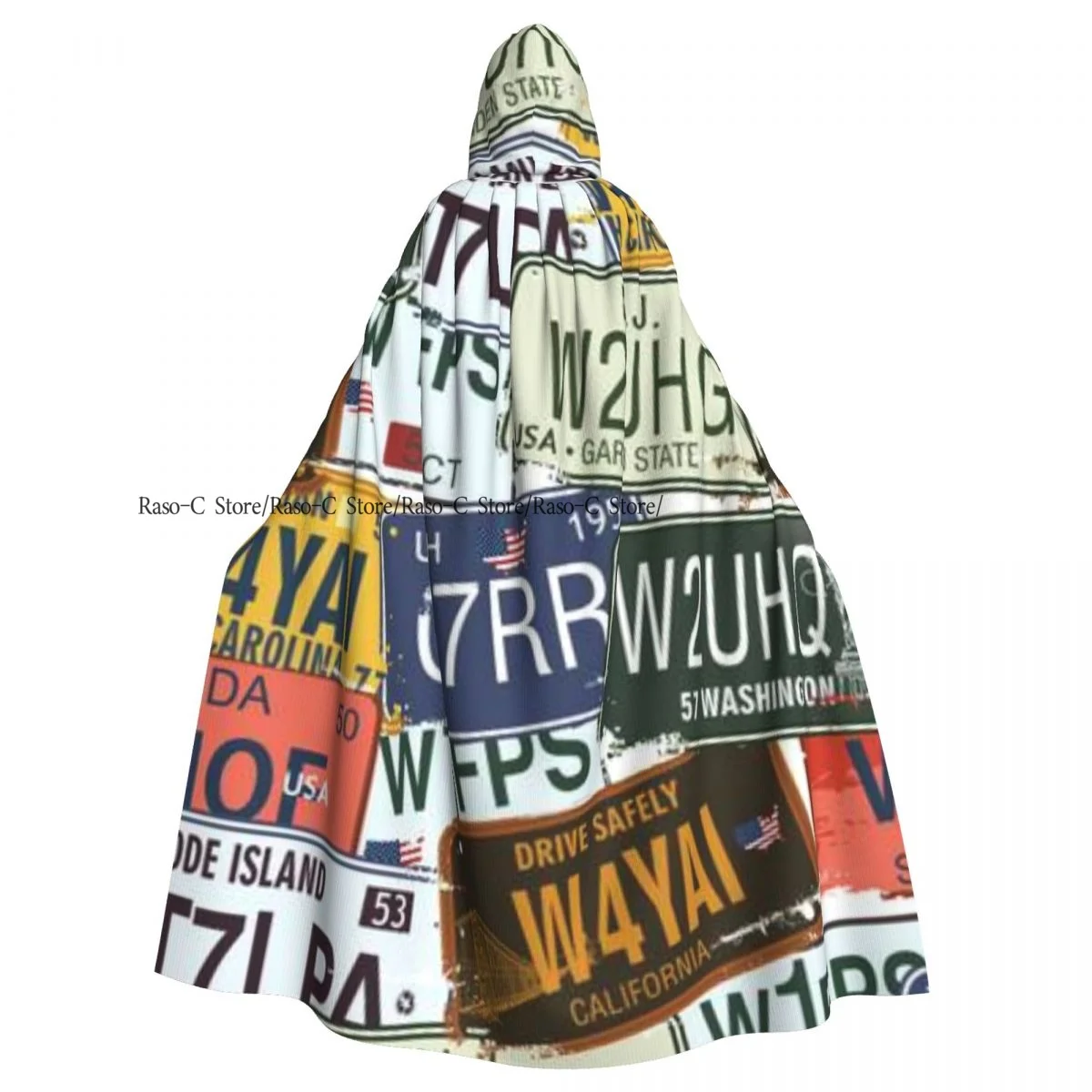 

Unisex Witch Party Reversible Hooded Adult Vampires Cape Cloak Retro Style License Plates Personalized Creative Travel Vacation