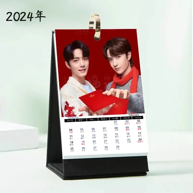 

2024 New Bo Jun Yi Xiao Desk Calendar The Untamed Xiao Zhan, Wang Yibo Monthly Calendars Tearable Notepad Office Supplies