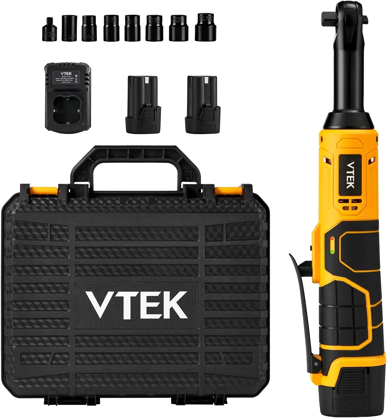 

VTEK 3/8" Extended Cordless Ratchet Wrench 16.8V Electric Ratchet Wrench 40 Ft-lbs 400RPM Power Ratchet Wrench