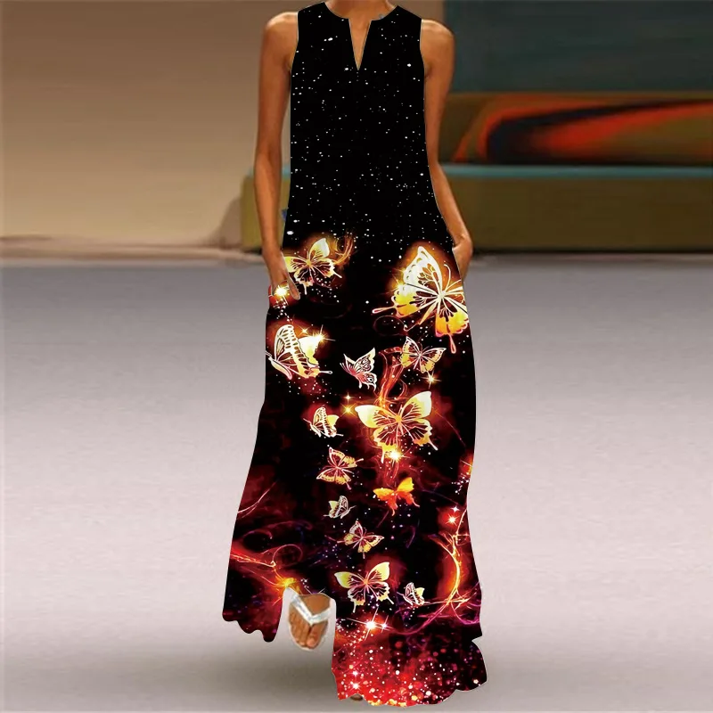 Summer Causal Loose Sexy V-neck Sleeveless Women's Dress 2023 Fashion Long Sundress Vintage Print Elegant Maxi Dress Female
Summer Causal Loose Sexy V-neck Sleeveless Women's Dress 2023 Fashion Long Sundress Vintage Print Elegant Maxi Dress Female