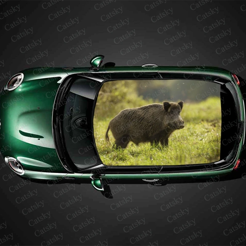 

Wild Boar Animal Car Roof Sticker Decoration Film SUV Decal Hood Vinyl Decal Graphic Wrap Vehicle Protect Accessories Gift