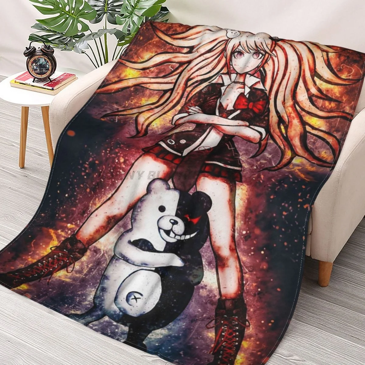 

Junko Enoshima Danganronpa Throws Blankets Collage Flannel Ultra-Soft Warm picnic blanket bedspread on the bed