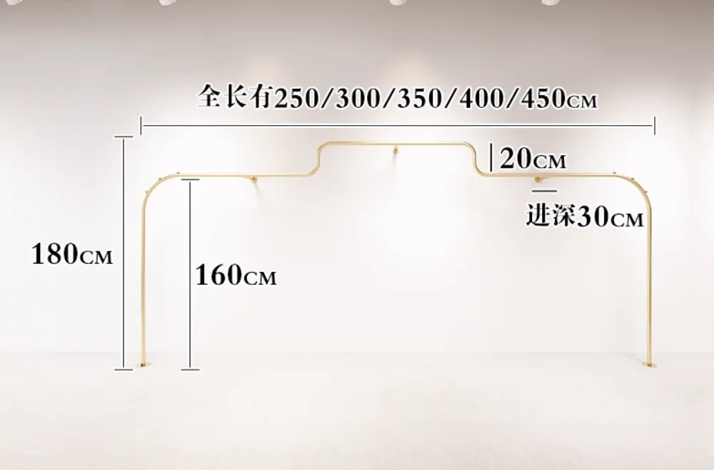 Wall mounted hanging clothes pole on the display rack Sc0d9f0278d344e38a6b410eebd77c03e5