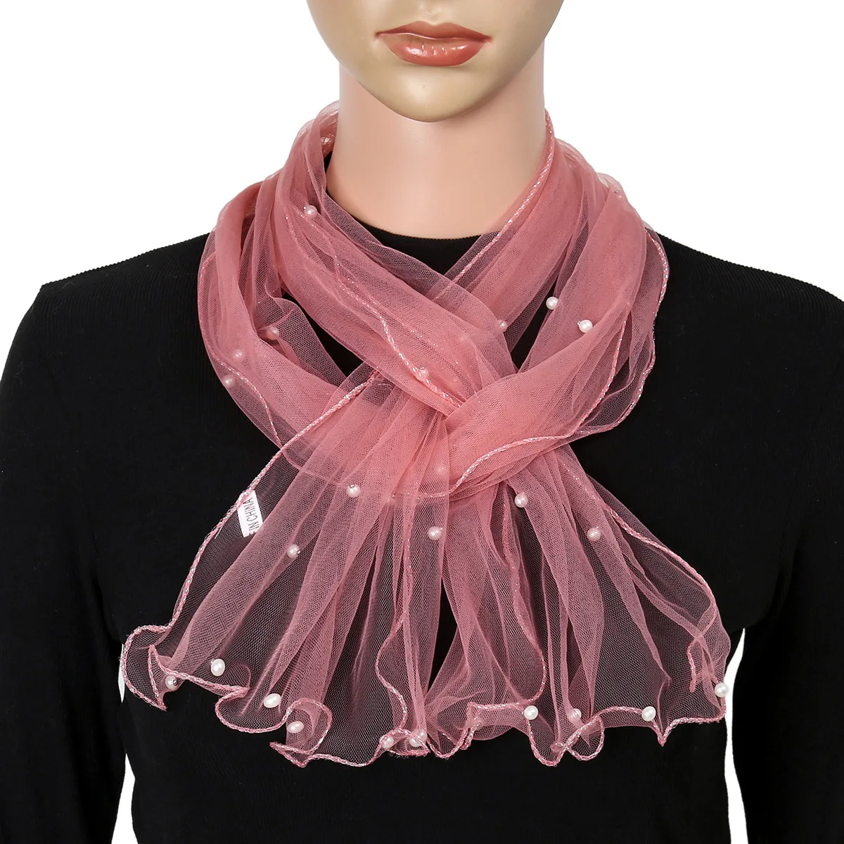 

Новинка, кружевной шарф с бусинами, весенне-летний сетчатый женский дышащий головной шарф, накидка на шею, шали, женский шарф