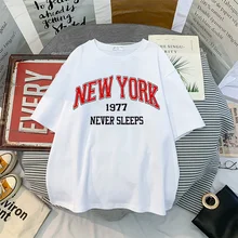 Women T-shirt Oversized NEW YORK Print Letter T Shirt Streetwear Tops Female T-shirt Leisure Fashion Aesthetic T Shirt Lady Tees