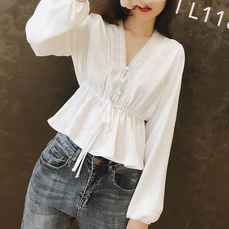 Spring Autumn Stylish Hollow Out Blouse Solid Color Casual Long Sleeve Waist Commute Drawstring Bow Elegant V-Neck Spliced Shirt
Spring Autumn Stylish Hollow Out Blouse Solid Color Casual Long Sleeve Waist Commute Drawstring Bow Elegant V-Neck Spliced Shirt