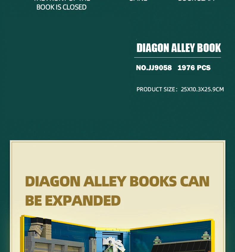 1976PCS Diagon Alley Book Building Blocks Classic Movie Scene Magic Bookstore Model Bricks Desktop Decoration Kids DIY Toys Gift 1976PCS Diagon Alley Book Building Blocks Classic Movie Scene Magic Bookstore Model Bricks Desktop Decoration Kids DIY Toys Gift