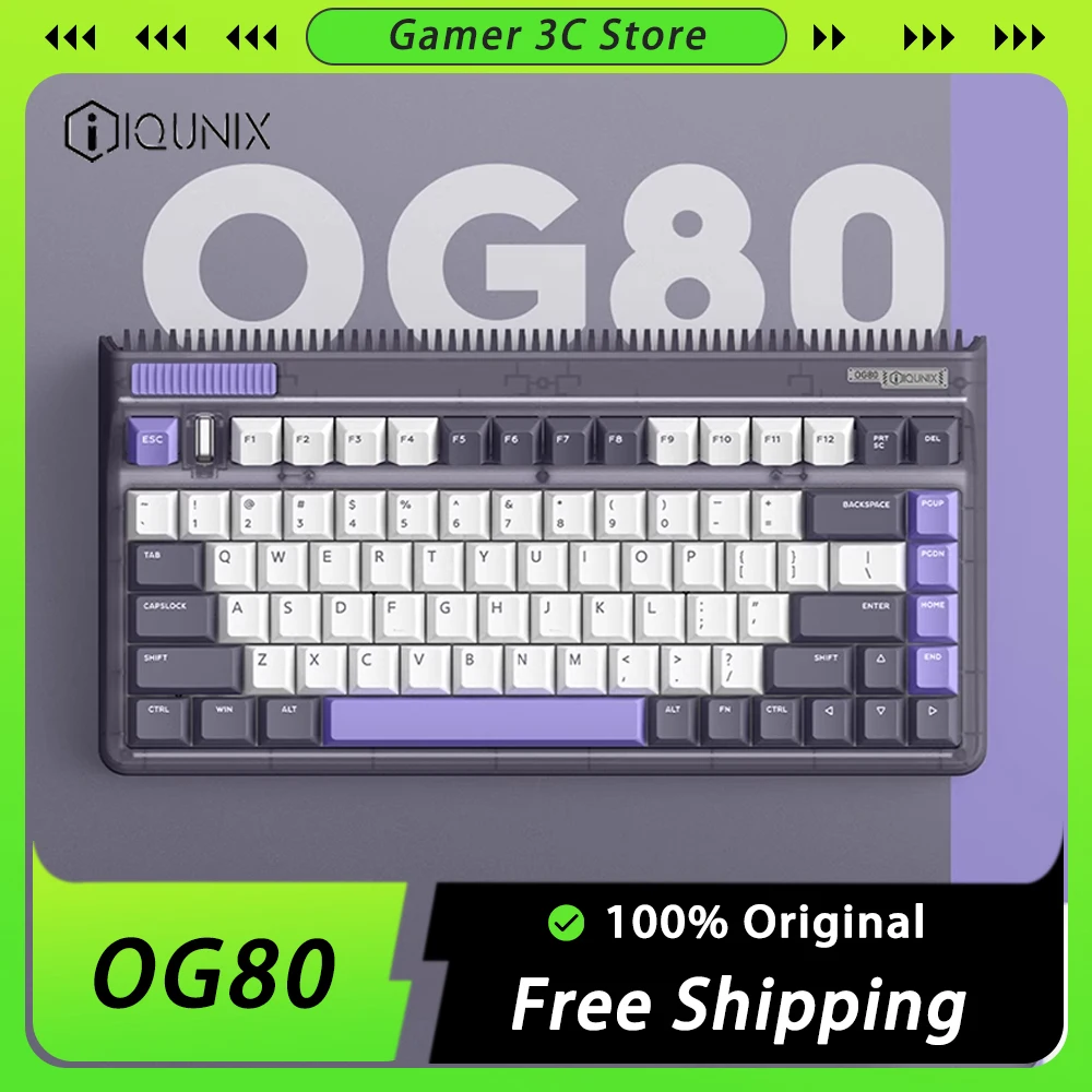 

IQUNIX OG80 Mechanical Keyboard Three Mode Hot Swap RGB Wireless Gaming Keyboard 83 Keys PBT Keycaps Ergonomics Gamer Office Mac