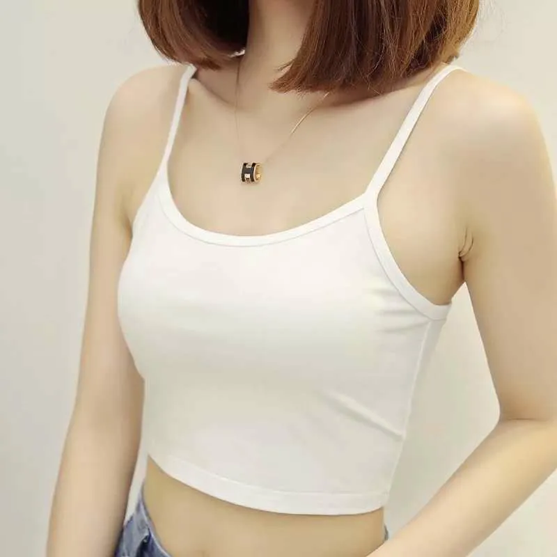 

Sexy Women Summer Korean Women Tank Tops Solid Color Halter Sweet Camisole Slim Sexy Exposed Navel Crop Top B3104