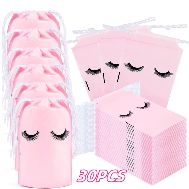 

30PCS Reusable Eyelash Aftercare Bags EVA Bags Drawstring Lashes Gift Bag Portable Travel Cosmetic Toiletry Bags Makeup Supplies