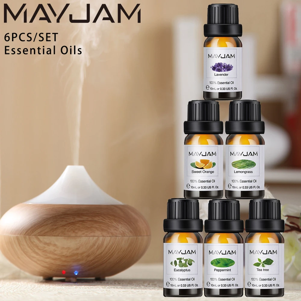 

MAYJAM Essential Oils Set - 6pcs Pure Aroma for Diffusers,Bath,Home,Soaps Candle Making,Aromatherapy,Humidifiers,Air Freshener