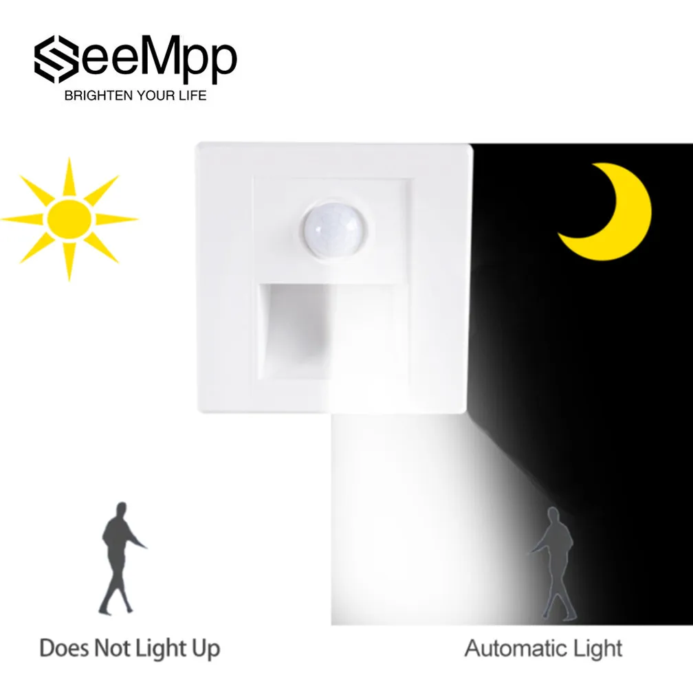 

PIR Motion Detector Sensor Recessed Led Stair Light Infrared Human Body Induction Lamp AC100-240V Step Lamp Corridor Lighting