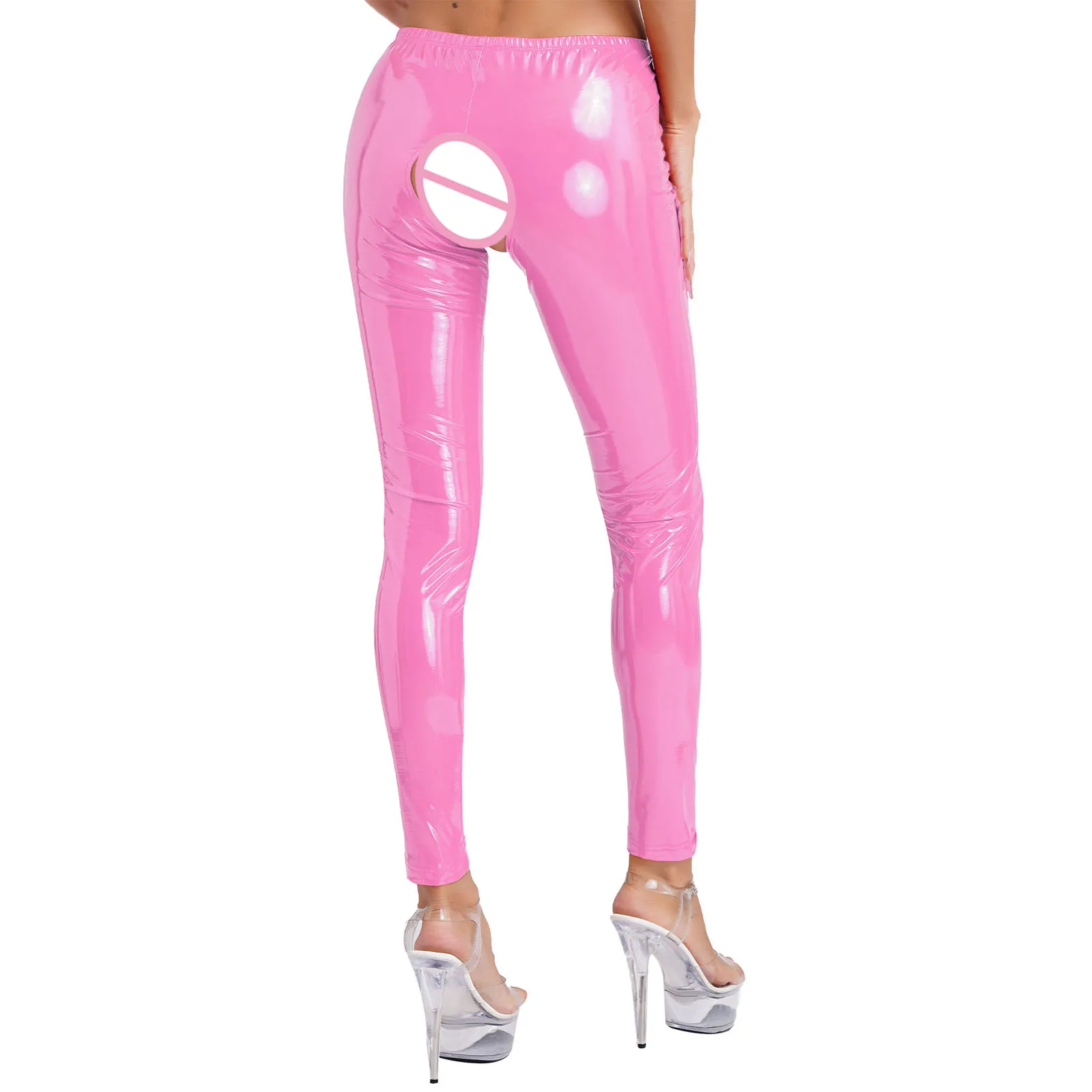 Womens Sexy Trousers Wet Look Patent Leather Crotchless Pants Elastic Bodycon Leggings Solid Color High Waist Skinny Long Pants
Womens Sexy Trousers Wet Look Patent Leather Crotchless Pants Elastic Bodycon Leggings Solid Color High Waist Skinny Long Pants