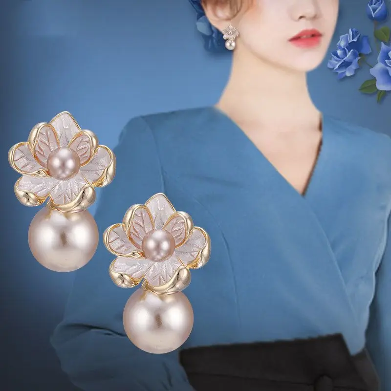 

Женские серьги-гвоздики с жемчугом, Винтажные серьги из серебра 925 пробы с синими цветами, Z40