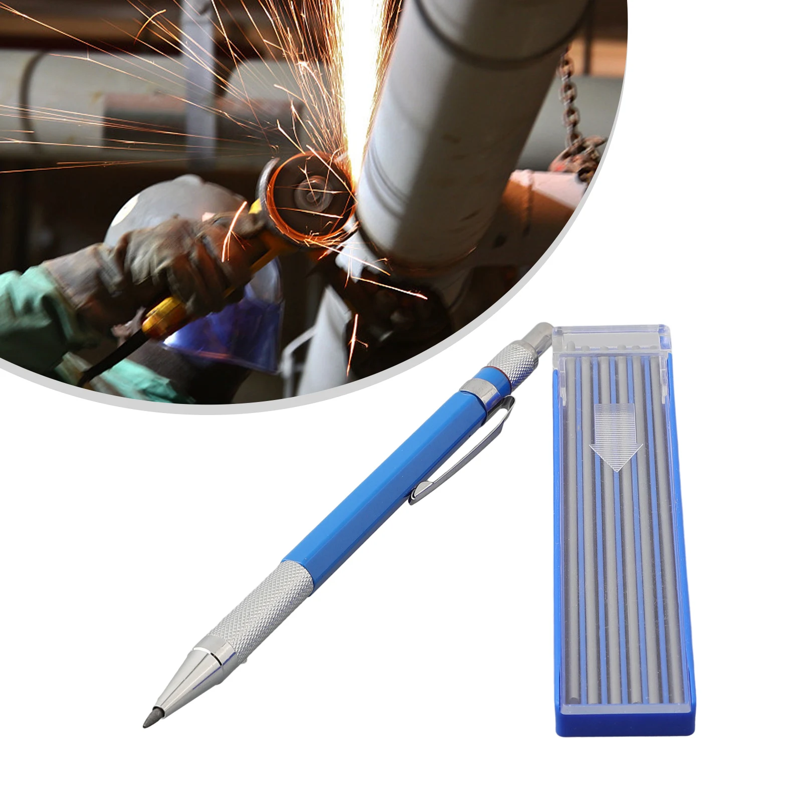 Metal Markers Pen Heavy Duty Mechanical Silver Streak Welders Pencil With 12 Silver Refills For Industrial Marking
Metal Markers Pen Heavy Duty Mechanical Silver Streak Welders Pencil With 12 Silver Refills For Industrial Marking