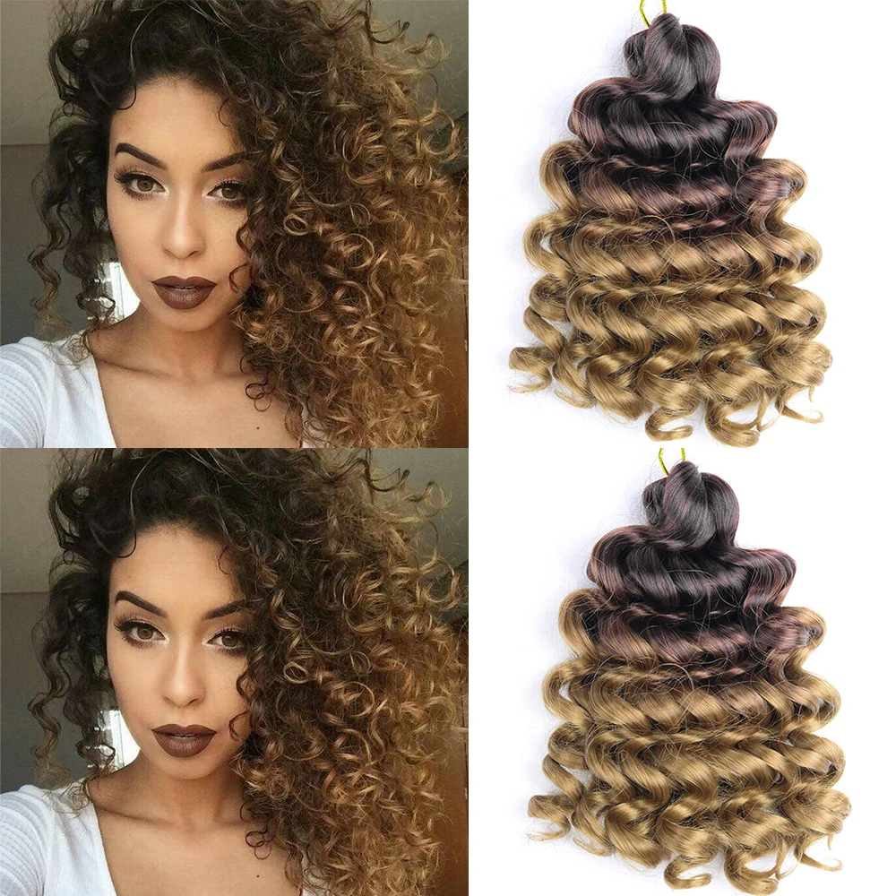 

12Inch Water Wavy Synthetic Crochet Hair Ombre Hawaii Afro Curls Braiding Hair Extensions For Women Ocean Wave Hair