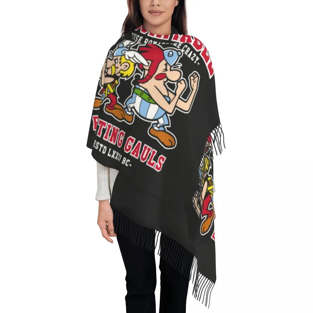 Luxury Fighting Gauls Tassel Scarf Women Winter Warm Shawls Wraps Ladies French Comic Book Asterix And Obelix Scarves
Luxury Fighting Gauls Tassel Scarf Women Winter Warm Shawls Wraps Ladies French Comic Book Asterix And Obelix Scarves